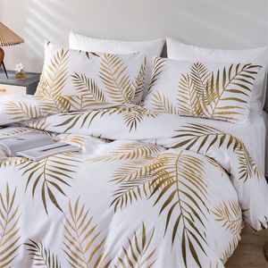 Moderner Stil Gold Print Queen Duvet Cover Set weich bequeme Einzelbettwäsche -Set Twin King Quilt Cover und 2 Kissenbezüge