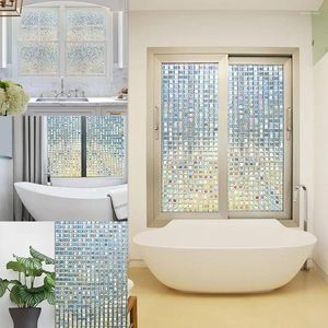 Window Stickers 3D Bathroom Glass Door Film Decor Glue-free Static Cling Mosaic Decorative Films Colorful Square Stained