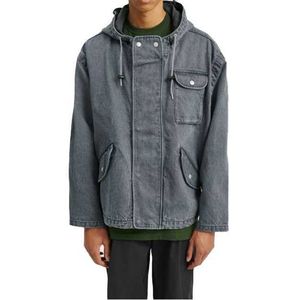 Anpassad streetwear hoodie mens casual jacka dragstring denim jackor för män