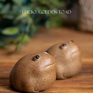 Purple Clay Tea Pet Cute Golden Creative Stoare Small Ornament Table Knickknack Ceramic Play 240411