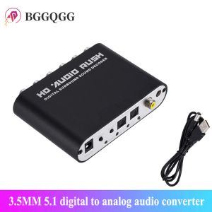Anslutningar BGGQGG 5.1 Digital till analog ljudkonverterare USB DAC Digital till analog decodificad Optical Spdif Coaxial Aux 3,5 mm till 6RCA Sound
