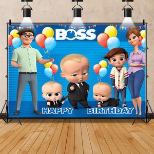 Nome personalizzato Boy Girl Backdrop Blue Family Tema Baby Shower Fotography Sfondo per la festa di 1 ° compleanno Regalo per gli oggetti di scena per bambini