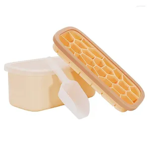 Bakformar Ice Square Tray 26-isbrickor med låda och lock Easy-Release Orange