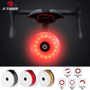 X-Tiger Bike Waterproof Tail Light USB LED Rechargeable Riding Night Round Bicycle Lamp Flashlight Mountain Bicycle Rear Light