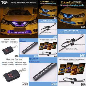 TCART LED RGB Ranger 147 Nissan Sentra için Model B17 2012 2018 LED 56cm Strip Knight Rider Işıkları Uzaktan Kumanda