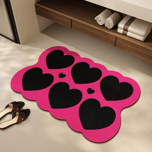 Tapetes de banho pequenos garotas rosa fresco coração de banheiro, absorvendo um pé de secagem rápida no chão não deslizante