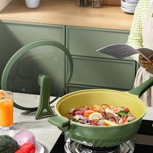 Pans 3 Pcs Non-Stick Cookware Set Light Luxury Avocado Green Household Gift Non Stick Pan Cast Iron Pots And