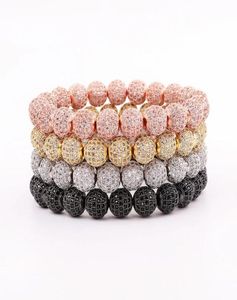 パンクスタイルの男性女性ブレスレット10mm CZ Pave Ball Luxury Elastic Jewelry Gift Valentine039S Day Holiday Christmas4807941