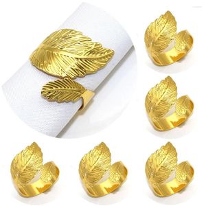 Party Decoration Gold Fall Leaves servettringar Metallhållare Ringbord Banketthandduk
