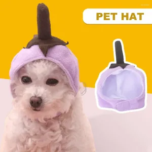 Hundkläder cosplay tillbehör vackra tecknad aubergine form plysch katt hat husdjur levererar huvudbonad hud affinitet produkter