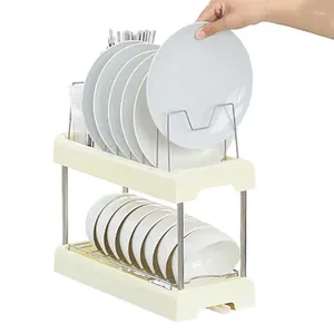 Kitchen Storage Dish Drainer 2 Layers Multi-Function Countertop Strainer Detachable Large Capacity Cutlery Rack For Forks Bowl Plates