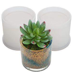 DIY El Yapımı Beton Reçine Vazo Kalıpları Flowerpot Epoksi Reçine Kalıpları Bahçe Dekor Pot Kil Silikon Silindir Ekici Kalıp