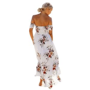 Frauen Designer Urban sexy Maxikleider gedruckte Off-Shoulder-Kleider würziges Mädchen Sommer süßes schick