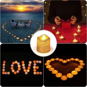 3/6Pcs LED Candle Lights Wave Glitter Electronic Light Atmosphere Battery Powered Romantic Candles Lamps Birthday Party Decor