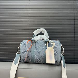 Keepall 25 시리즈 데님 핸드백 럭셔리 디자이너 크로스 바디 백 클래식 어깨 가방 남성 여행 핸드백 CSD2404115-25