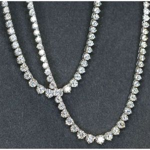 18k Solid Real White Gold vs Diamond Tennis Necklace For Women 12Carat Bling Exquisite Luxury Full Diamond Choke Chain