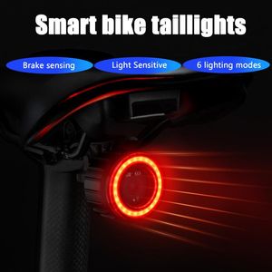 Bike Heck intelligent Smart LED Riding Light Rücklicht IPX5 wasserdichte Mikro -USB -Ladung Smart Car Bremssensor Zubehör Lange Ausdauer