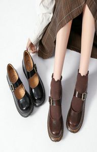 Mary Jane Shoes Thick soled Cowhide Lather Women Retro Lolita Japanese jk Uniform Original Girl College Style 2207142564075