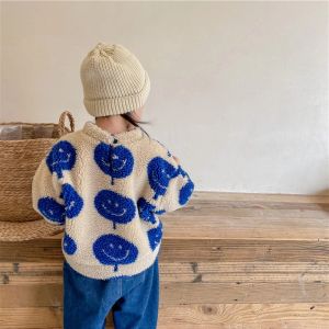 Autumn Winter Boys Girls Sweatshirts Le Face Lamb Cashmere Sweatshirts Hög krage Tjockna värmebeläggning Kidskläder E21809