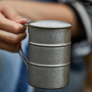 Mugs Creative Beer Mug Vintage Stainless Steel 304 Old Camping Picnic Outdoor Tableware Oil Drum Cup