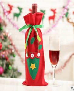 Santa Claus Gift Bags Christmas Decorations Red Wine Bottle Cover Bags Xmas Santa Champagne wine Bag Xmas Gift 3015CM DHL 7820731