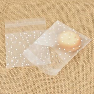 Storage Bags 100Pcs Plastic Transparent Dot Candy Cookie Self-Adhesive For Biscuits Snack Baking Package Kids Gift DIY