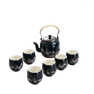 Tee-Sets China Keramik Retro Teekannenschleifenhandelhaus Kupfergriffe Single Tea Kessel Set Geschenkbox