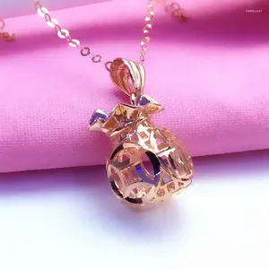 Chains 585 Purple Gold Classic Chinese Style Plated 14k Rose Geometry Necklace Fashion Light Luxury Pendant Clavicle Chain Jewelry