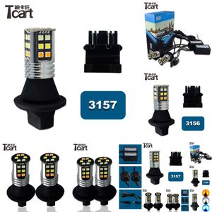 TCART T20 W21W 7440 1156 PY21W BAU15S P21W 3157 7443 LED DRL DRL Daytime Light Turns Lampy Auto przednie żarówki