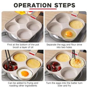 Thickened Omelet Egg Frying Pan with Lid Nonstick 4 Cups Pancake Fried Egg Pan for Breakfast Skillet Egg Cooker Pan Mold