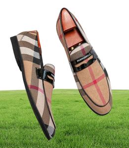 Dres Shoe Designer Leather Men Casual Shoe Plaid Luxury Brand 2022 Loafer Moccasin Breathable Black Riding Plu Size 38 48 2207232936819