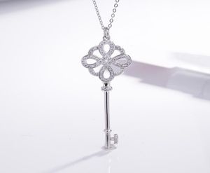 necklace Chinese Knot Sier Plated temperament sweater chain inlaid with diamond key modeling pendant clavicle luxury niche9258576