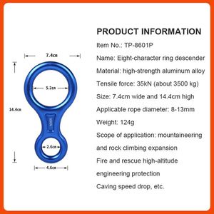 Climbing Descender 35KN Rescue Gear Rigging Abseiling Rappel Ring Downhill Ring 8 Shape Outdoor Hot Mountaineering Rappel Gear