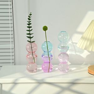 Glass Vase Modern Flower Pot Glass Container Bubble Ball Bottle Plant Vase Wedding Home Desktop Decor Birthday Gift Maceta