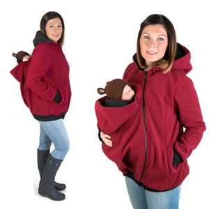 Mother Kangaroo Hoodie Jaqueta de camisola de roupas de maternidade engrosse para mulheres grávidas Marca de inverno para crianças 240410