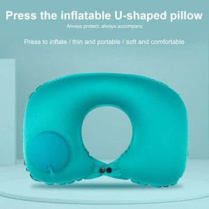 Neck Pillow Waterproof Built-in Pump Fatigue Relief Outdoor Traveling Car Airplane Inflatable Neck Pillow for Daily Use