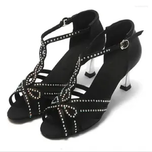 Tanzschuhe 5,5 cm 8,5 cm Absatz Satin Strasssteine Latin Ballsaal für Women Metal Performance Damen Damen