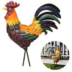 Garden Metal Iron Rooster Statua Kurczak Kurczak Dekorowanie stoczni WEADYPROOF Figurina For Farm Garden Lawn Dekoracja dzieła 240409