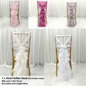 Stol täcker Chiffon fyrkantig halsduk med rufsled mjölkgarn El födelsedag bröllopsfest ceremoni dekorativa 5 färger