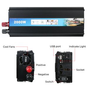 DC 12v To AC 220V 1000W 2000W with USB Charger Univesal Modified sine wave inverter Car Voltage Converter Power Inverter