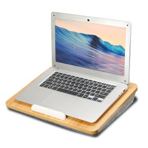 Lapdesks Home Office Antislip Strip Laptop Tray Holder For Bed Sofa Working Lap Desk Computer Accessories Portable Wooden Laptop Desk