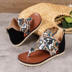 Sandals Women Comfortable Dressy Women'S Fashion Chrysanthemum Print Flat Toe Bag Shoes Woman 2024 Trend