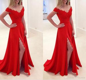 2024 dimensioni di abiti da ballo di spalla spalla in pizzo pieghe di salvia vestito in chiffon vestito rosso abiti formali abiti da sera in passerella