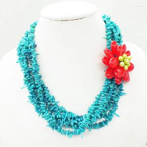 Choker Attractive Woman Green Coral Flower Necklace 18"