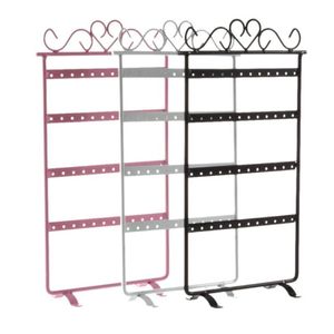 Jewelry Pouches Bags 48 Hole Earrings Ear Studs Display Rack Metal Holder Stand Organizer Showcase Pink 295 160mm For Retail Envi221g