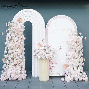 Luxury Pink Wedding Backdrop Arch Decor 5d Floral Arrangement Rose Palm Babybreath Flower Ball Party Event Window Display