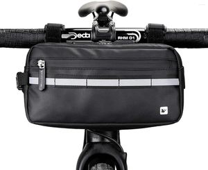 Storage Bags Handlebar Bag For Bicycle Waterproof Frame Front Mountain Bike With Shoulder Strap Cycling (Black)