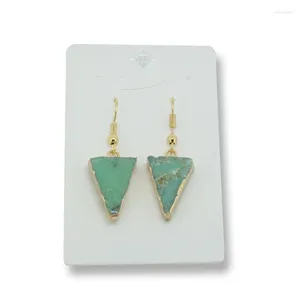 Dingle örhängen Green Druzy Stone Quartz Geode Crystal Triangle Gold Color Raw Mineral Drop Women