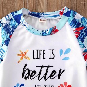 Zestawy odzieży Baby Boys Summer Swimsuit Zestaw kąpielowy z krótkim rękawem Druku