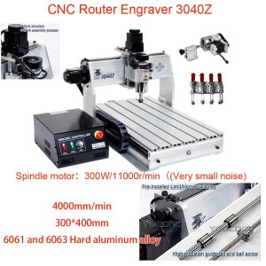 LYCNC 3040Z CNC Yönlendirici Gravür Sondaj ve Öğütme Makinesi 300x400mm USB 300W 3Axis 4axis Metal için Ahşap Oymacı